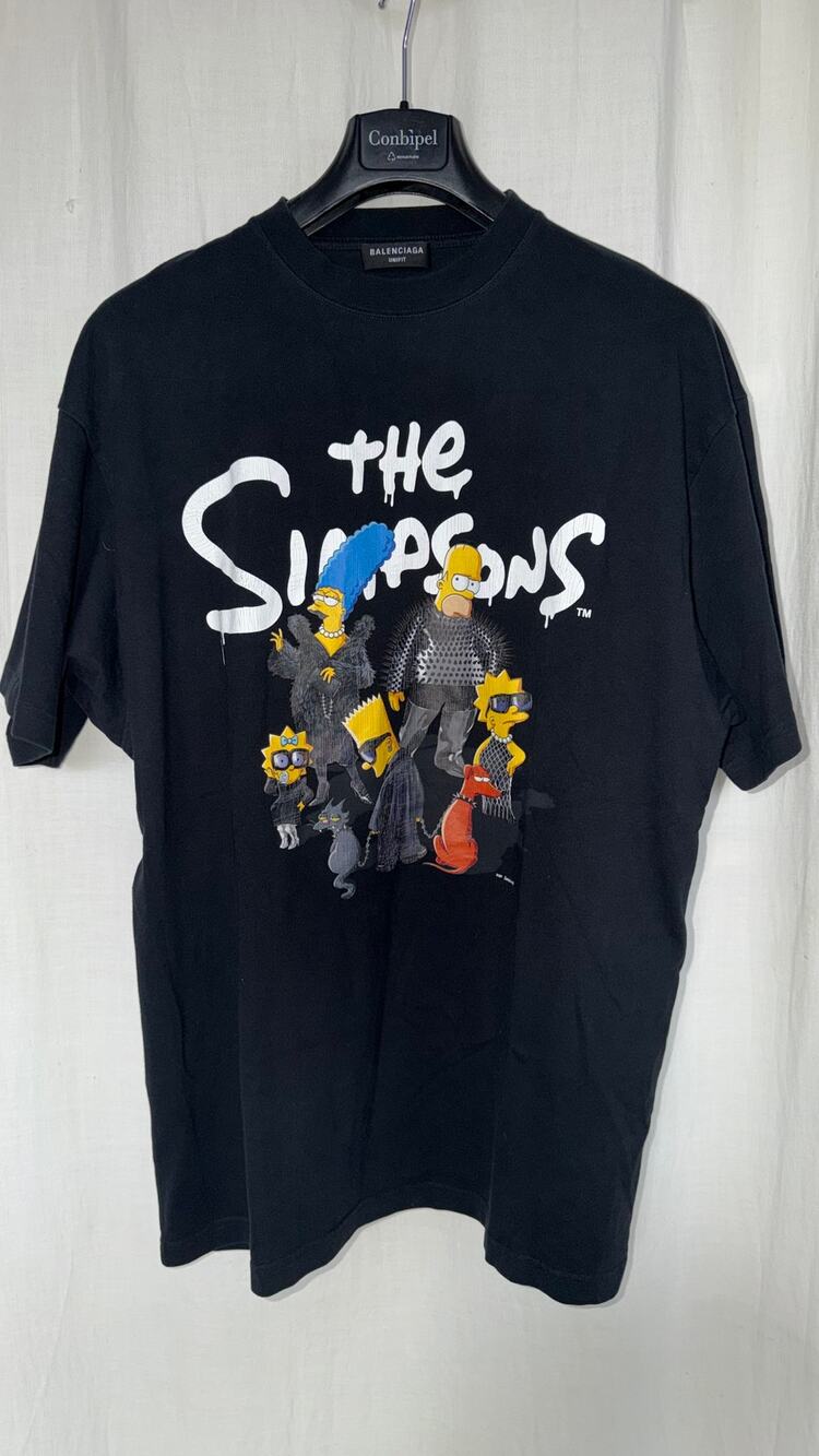 Balenciaga x The Simpsons Graphic T-Shirt Black Unifit Size 1